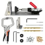 Pocket Hole Jig Kit, Upgrade All-Metal Joinery Pocket Hole Screw Jig Drill Guide System with Face Clamp, Pocket Screws and Plugs, Drill Bits for Joinery Projects/DIY Woodworking