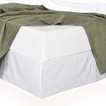 300tc Cotton Stripes Pleated Tailored Bed Skirt with 15 Inches Drop and Split Corners By Sheetsnthings (CAL KING, White)