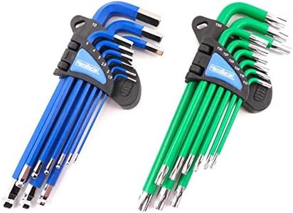 HemBorta® Clés Allen et Clef Torx Jeu de 18, Clés Hexagonales 1,5-10mm Métriques Clés avec à Tête Sphérique et Décurité T10-T50 avec Trous sur les Deux Extrémités, Longues Clés Allen Torx