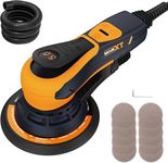 5mm Random Orbit Sander 350W, Brushless Motor, Variable Speed Electric Orbit Sander 4000-10000RPM, Sanders for Woodworking, Automatic Brake-2s, Includes 6" Backing Plate, 10 Sandpaper, 16.5FT Cable