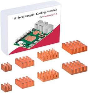 GeeekPi 8PCS Copper Heatsinks for Raspberry Pi 5, Heatsinks CPU Cooler with Thermal Conductive Adhensive Tape for Raspberry Pi 5