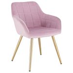 WOLTU 1 X Kitchen Dining chair Pink/Golden with arms and backrest,Living Room chair chair for bedroom Velvet,BH232rs-1