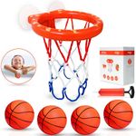 MARPPY Bath Toys, Bathtub Basketball Hoop for Toddlers Kids, Boys and Girls with 4 Soft Balls Set & Strong Suction Cup, Bathtub Shooting Game & Fun Toddlers Bath Toys for Boys or Girls