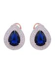 SARAF RS JEWELLERY Rose Blue Sapphire Studded Teardrop Earrings, Statement Stud Earrings for Women & Girls