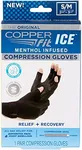 Copper Fit ICE Compression Gloves Infused with Menthol, Black, Small/Medium