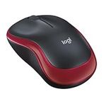 Logitech M185 Wireless Mouse, 2.4GHz with USB Mini Receiver, 12-Month Battery Life, 1000 DPI Optical Tracking, Ambidextrous, Compatible with PC, Mac, Laptop - Red