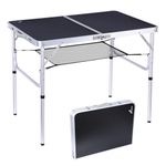 Sportneer Folding Camping Table, Adjustable Height Small Folding Table Portable Camp Tables (35.4" L x 23.6" W (2 Height)) with Mesh Layer for Outdoor Camp Garden Picnic BBQ Dining Cooking