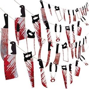 Halloween Party Decorations Bloody Banner: Horror Scary Garland Decor for Creepy Movie Theme Birthday Carnival, Spooky Props Supplies, 4PCS