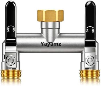 Yayamz 2 Way Hose Splitter, 3/4" GHT Brass Garden Hose Splitter - Black
