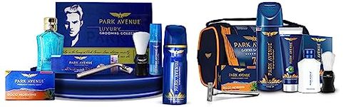 Park Avenue Luxury Grooming Collection (Combo Of 7 + Travel Pouch) And Park Avenue Good Morning Grooming Kit For Men (Pack Of 7)