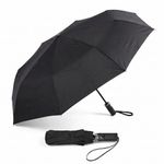 Destinio Umbrella for Rain (23 Inch) 3 Fold, Big Size Auto Open & Close Umbrella for Men & Women with Waterproof Pongee, Windproof Fiberglass Frame UPF 50+ UV Protection with Silver Coating (Black)