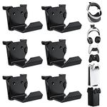 KUNSLUCK 6 Pack Controller Wall Mount for PS5, Xbox, Switch Controller, Wall Mount Stand for Controller&Headset, Adhesive/Screws Installation (Black)