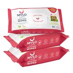 Mylo Gentle Baby Wipes Non-Lid (Pack of 3) | 80 Wipes per Pack | Organic Coconut Oil, Neem, Aloe Vera and Vitamin E | 98% Pure Water