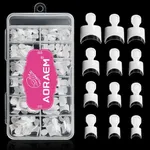 AORAEM White French Nail Tips 120 PCS Short French Style Acrylic Nail Tip 12 Sizes False Nail Clear and White Press on Nails for Women