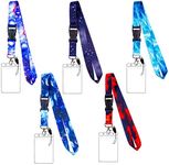 5 Pack Starry Sky Neck Lanyards with 5 Clear ID Card Holders, Cool Galaxy Lanyard Strap Keychain with Detachable Buckle for Women Men Cruise Teacher Keys Badge ID Card Phone (Starry Sky - 5pcs)