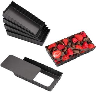 Cyimi Mini Tart Pan Set of 6 Rectangular Non-Stick 4 Inch Quiche Pan Loose Removable Bottom Tart Pan for Pies, Quiche Bakeware, Cheese Cakes, Desserts