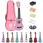 NOT HOME® 21" Soprano Ukulele with a Carrying Bag and a Digital Tuner, Specially Designed for Kids, Students and beginners (Pink)