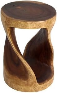 Haussmann Round Wood Twist Accent Table 14in DIAx20in High Walnut Oil