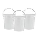 United Solutions 5 Gallon Bucket - 3 Pack, White, Heavy Duty BPA-Free Plastic Bucket, Comfortable Handle, Easy to Clean, Perfect for on The Job, Home Improvement, or Household Cleaning