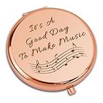 Music Gifts for Musician Compact Mirror for Friend Sister Musical Lovers Gift Music Gifts for Women Musician Gifts for Girls Folding Makeup Mirror for Music Teacher Music Student Piano Guitar Lovers