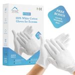 Home Solutions™ White Cotton Gloves for Eczema | 8 Pairs | Free Wash Bag | Hand Moisturising Gloves, White Cotton Gloves for Dry Hands, Eczema Gloves, White Gloves (Small)