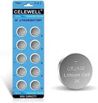 CELEWELL CR2032 3V Lithium Battery (10-Pack)【5-Year Warranty】