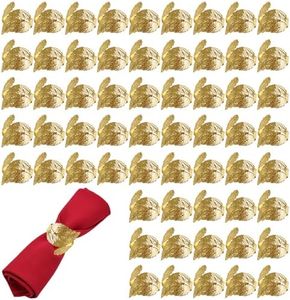 LECEHIVO 110 Pcs Gold Napkin Rings Bulk Delicate Rings Metal Leaf Napkin Holders for Birthday Party Wedding Receptions Celebrations Christmas Easter Thanksgiving