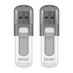 Lexar 128GB 2-Pack JumpDrive V100 USB 3.0 Flash Drive for Storage Expansion and Backup, Gray (LJDV100128G-B2HNU)