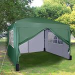 mcc direct Pop-up Gazebo 3m x 3m with Sides 2 Wind Bars & 4 Weight Bags & Silver Protective Layer Waterproof Marquee Canopy WS (Green)