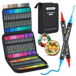 MarkMuse 72 Colours Acrylic Paint Pens, Non-Toxic Water-Based & Fast-Dry Dual Tip Acrylic Markers for Stone Painting, Canvas, Wood, Adult Artist Supplies