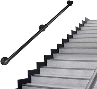 Rectoo Pipe Stair Handrail, 5 Ft Metal Staircase Handrail, Black Galvanized Industrial Iron Hand Rail for Indoor & Outdoor Wall Mount Support, Wall Hand Railing,Safety Handle, Steps Baluster(HR03)