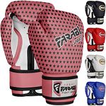 Farabi Sports Kids Boxing Gloves 6, 8-oz Junior Muay Thai Gloves Youth Kickboxing Sparring Punching Bag Training Gloves (Pink Star, 4-oz)