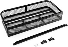 IRONMAX ATV Front Cargo Basket, Heavy Duty Steel Luggage Storage Carrier Box w/ 6.5’’ Protective Rail, Easy to Install, ATV/UTV Cargo Rack Accessories, 36.5’’L x 17.5’’W x 6.5’’H