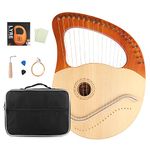 Mr.Power Lyre Harp, 21 Metal Strings Lyre Harp Gifts For Music Lovers, Beginners, Friend with Tuning Wrench, Replace String Set and Gig Bag (21 String, Natural Wood)