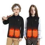 ANAYSN Heated Gilet for Kids, Fleece heated vest with battery pack included 7.4V 10000mAh (Black, L)