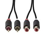 MX 2 Female Stereo Jack To 2 RCA MALE Plug 5 Meter CABLE Compatible with Tablet, Personal Computer, Laptop, Television, Smartphone, Players,Projector, Video game consoles (MX-3379B)(Black)