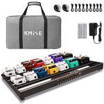 Guitar Pedal board，Aluminium Alloy Pedal Board，Kimse 19x1.9x12.5" 2.97LB Pedalboard, Power Pedal Supply with Pedal Cable,Charger,40 * 1.2 Inch Self Adhesive Hook Loop Tape,Cable Ties, Bag