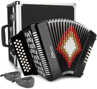 31-Key Diatonic Accordion 12 Bass G/C/F 3-Row Diatonic Accordion Instruments for Adults with Suitcase and Straps