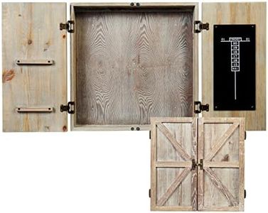 American Legend Barnwood Dartboard Cabinet with Wheat Finished Barn Style Doors - Dartboard Not Included