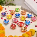 STLYZ Colourful Handmade Diyas for Diwali (21 Pcs) Hand Painted Decorative Clay Mitti Diya Deepak Lanterns for Diwali Decoration