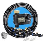 homenote Automatic Misting Cooling System with Timer 46FT (14M) Misting Line + 10 Brass Mist Nozzles + Brass Adapter(3/4") Auto Mister for Outside Patio Cooling Greenhouse Garden Watering