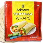 Habanero Tortilla Wraps 8 Inches O| Fresh Taste & Soft Texture l Best for Burrito, Wraps, Tacos, Samosas, Shawarmas and Rolls l Ready to Eat Healthy Food in 60 Seconds l On the Go l Enjoy our tortilla wraps with mozzarella cheese or butter|330G