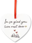 Heart Ornament Gifts for Neighbor Christmas Bdy Gifts for Women Men Friend Friendship Ornament Gifts for Friends Sister Birthday Gifts for Women Men Neighbor I'm So Glad You Live Next Door Ornament