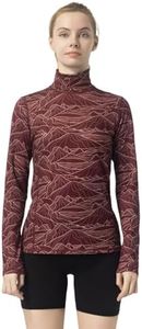 Leapstride Women's Slim Fit Turtleneck Performance Base Layer Long Sleeve Top with Mountain Print, Moisture-Wicking Fabric for Workouts & Outdoor Activities