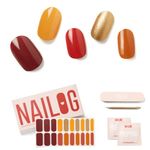 NAILOG Semi Cured Gel Nail Strips, Extra Long Nail Polish Strips (20 Pieces), Long Lasting Semi Cured Nail Stickers with Soft Glossy Gel Finish, Maple Bloom