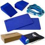 METEOR 3 IN 1 Yoga Foam Wedge Blocks (Pair), 2x Wedge Yoga Block, 2x Yoga Knee Pads, 1x Yoga Strap Multiloop, Calf Raise Block, Yoga Strap Set, Calf Stretcher, Yoga Wrist Support, Pushup, Fitness, Pilates, Heel Stretcher, Squat Wedge with Gym Bag