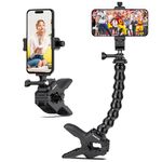 Sametop Phone Holder Clamp Mount Gooseneck Clip Cell Phone Stand for Desk Pole Compatible with iPhone 16 15 14 Pro Max Plus 13 12 11 SE XS XR X 8 7 6 Samsung GoPro and All 4-7" Devices