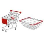 DOITOOL Mini Shopping Trolley For Chips, Mini Fry Basket, Snack Appetizer Serving Rack Shopping Basket, Metal Shopping Cart Supermarket Handcart Trolley