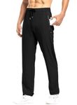 TBMPOY Men's Track Pants Quick Dry Running Hiking Training Sports with Zipper Pockets Black M