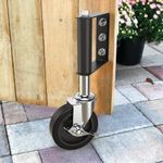 HOLKIE 100mm (4 inch) Gate Wheel Heavy Duty Spring Loaded Gate Wheel Swivel Gate Castor Wheel for Wooden Gate and Fence 100 kg Capacity (Black)